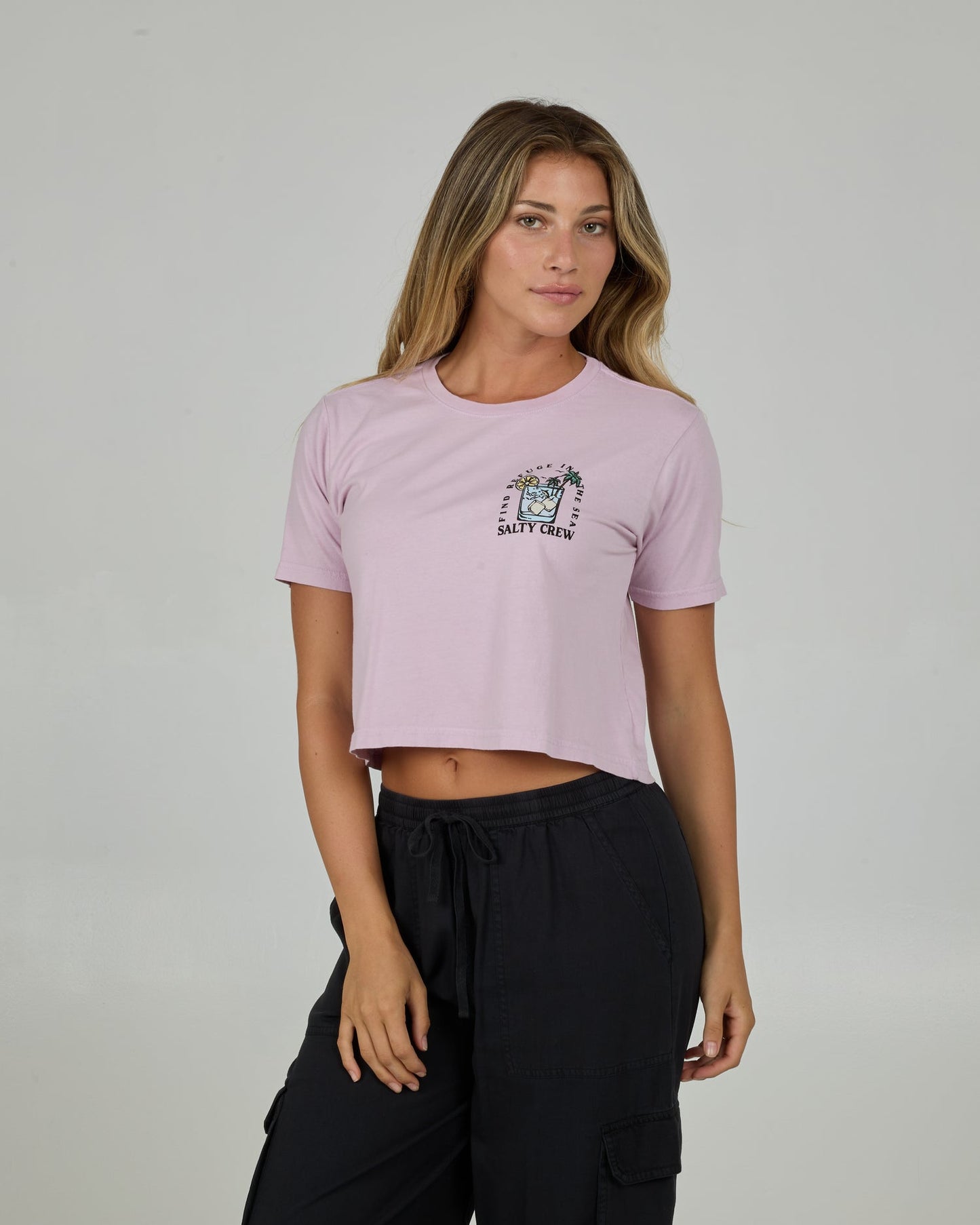 Salty Crew Ocean Spray Women's Crop T Shirt - Pale Orchid Womens T Shirt