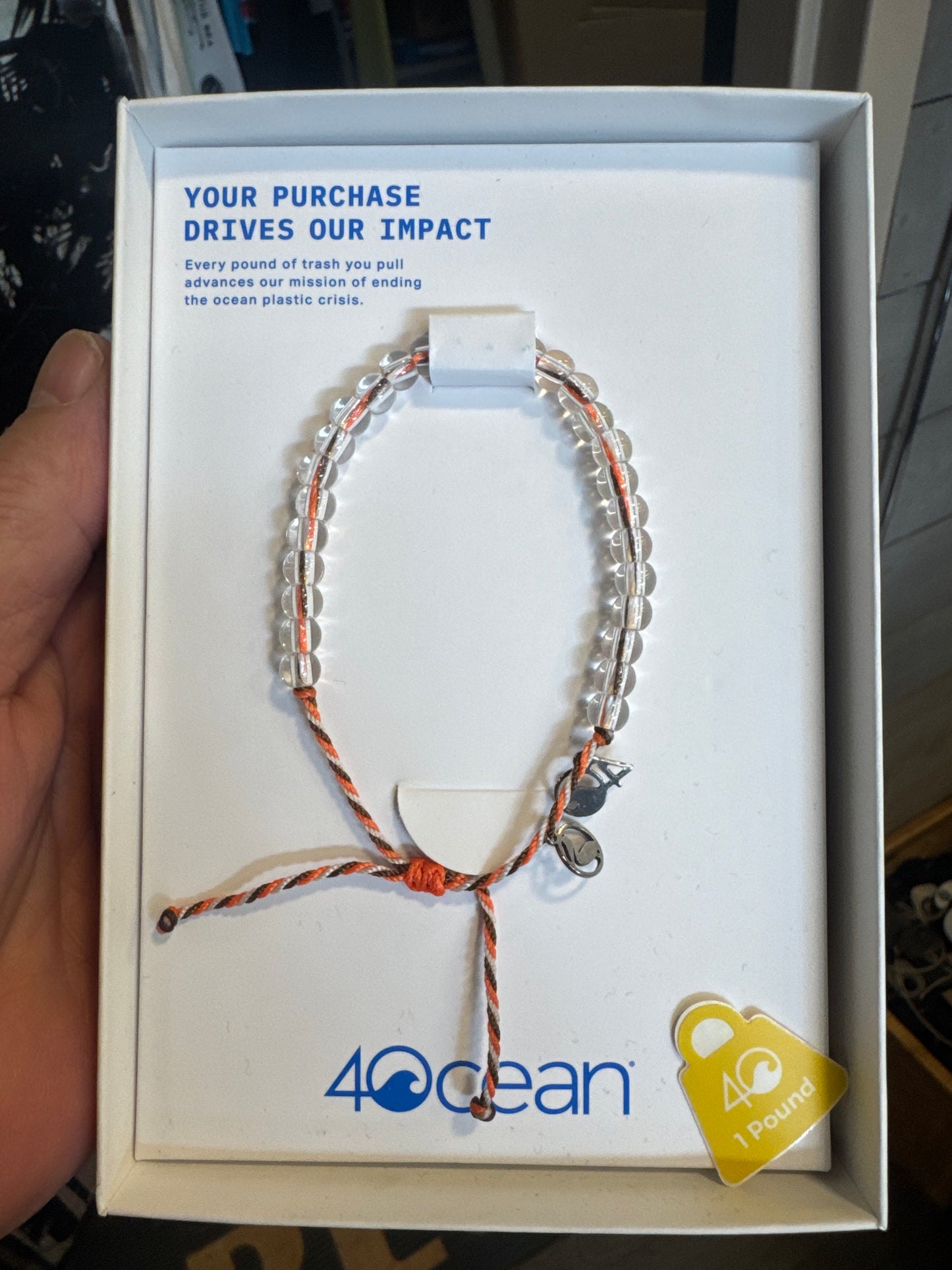 4Ocean Limited Box Set Pelican Braided Bracelet - Orange Tan Jewelry Adjustable Glass Bead Bracelet