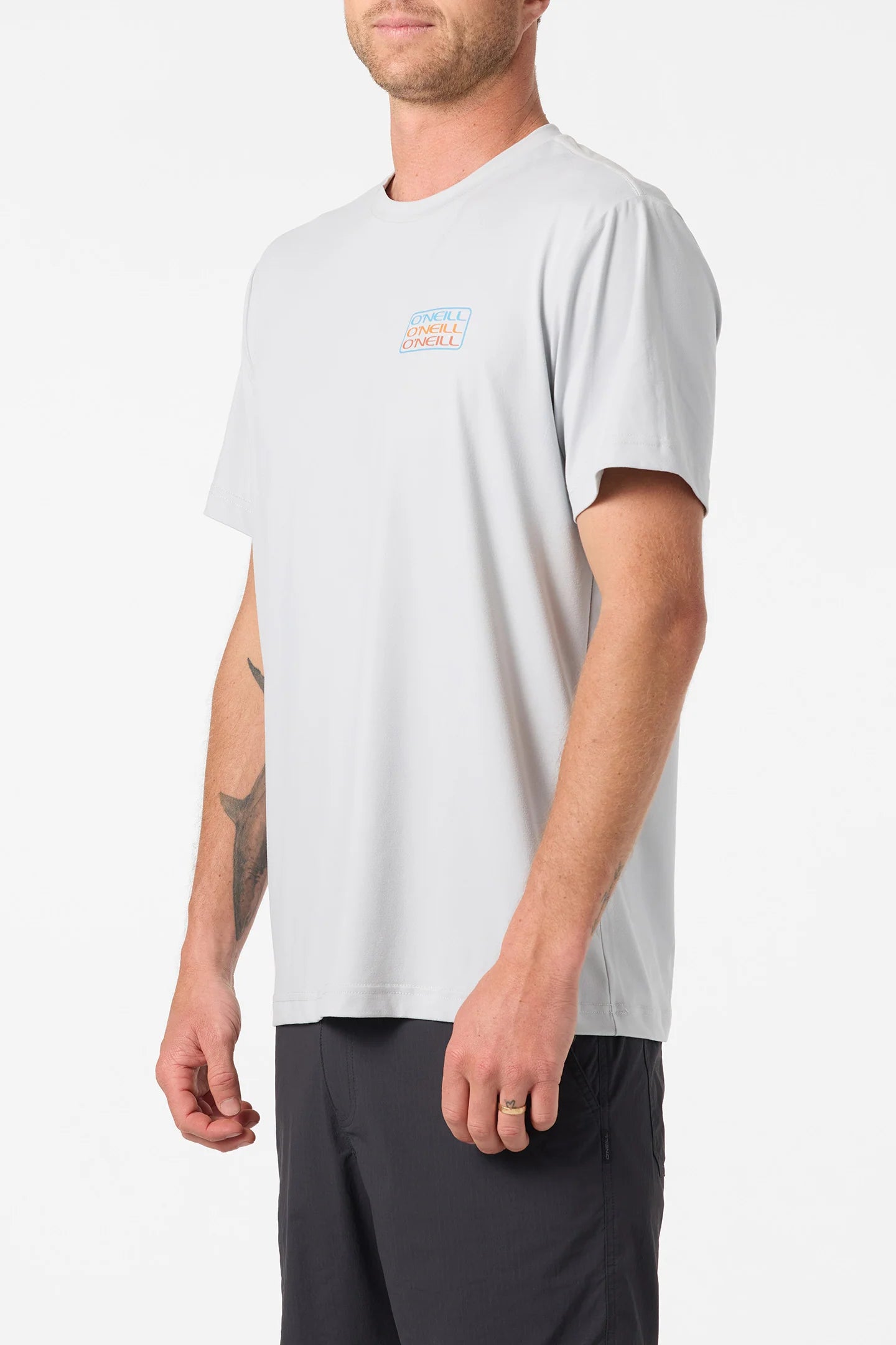Oneill Men's Triple Stack UPF SS RASH GUARD TEE - Light Grey Rashguard Sun Protection