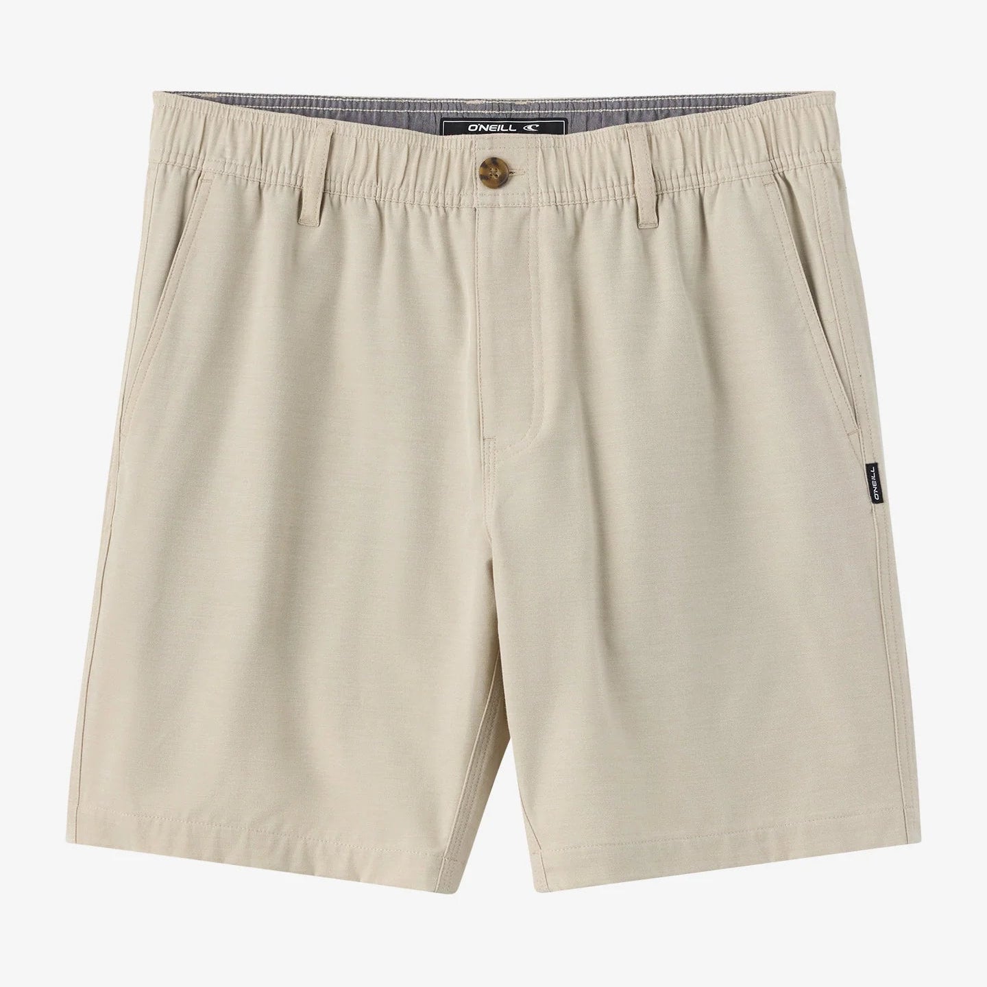 Oneill Reserve Light Check Elastic Waist 18" Shorts - Light Khaki 