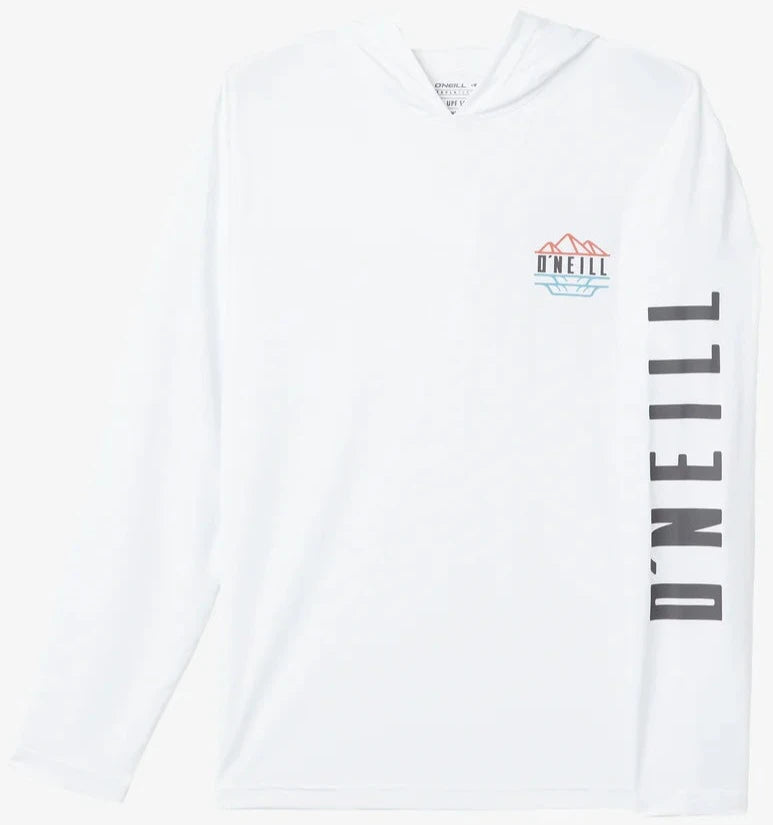 O'Neill Trvlr Staple UPF 50+ Men's Hooded Rashguard Tee - White Mens T Shirt