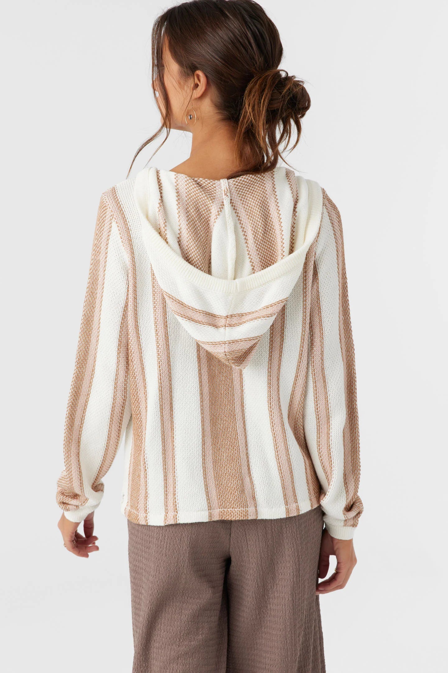 Catamaran V-Neck Hooded Sweater - Tobacco womens sweater