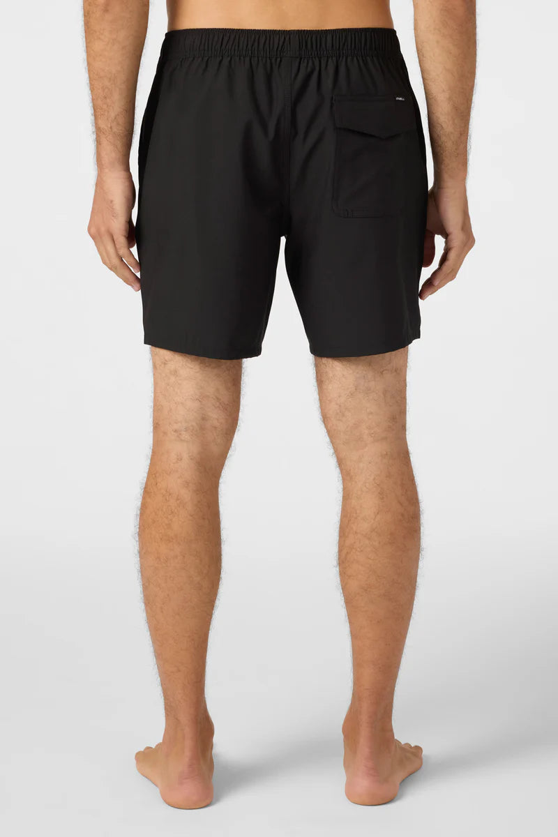 ONeill Lennox Hermosa Solid Volley Elastic Short 17" - Black Mens Boardshorts