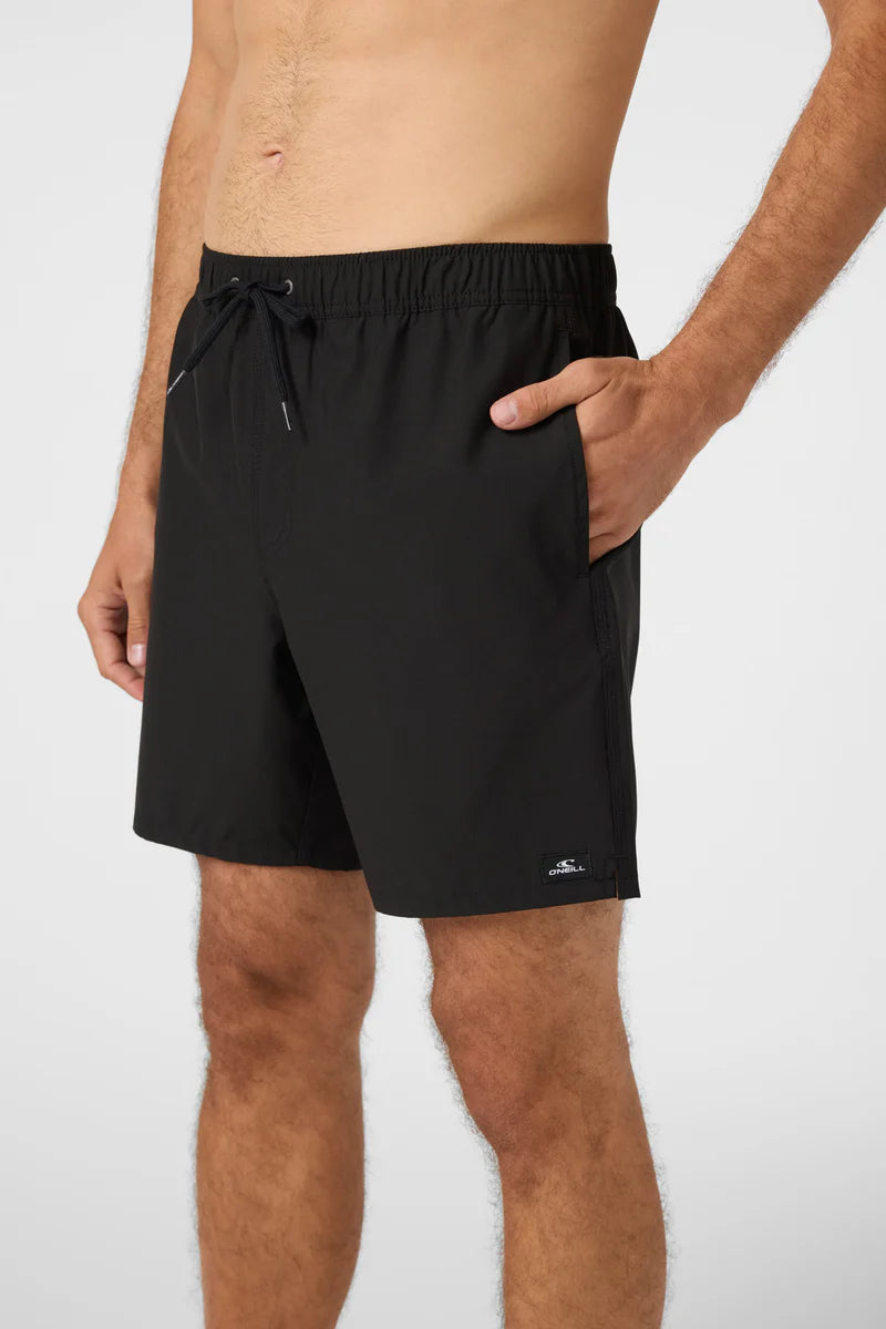 ONeill Lennox Hermosa Solid Volley Elastic Short 17" - Black Mens Boardshorts