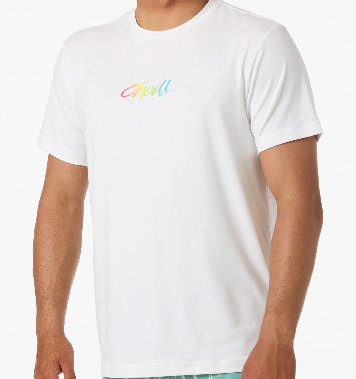 Oneill Men's Script UPF SS RASH GUARD TEE - White Rashguard Sun Protection