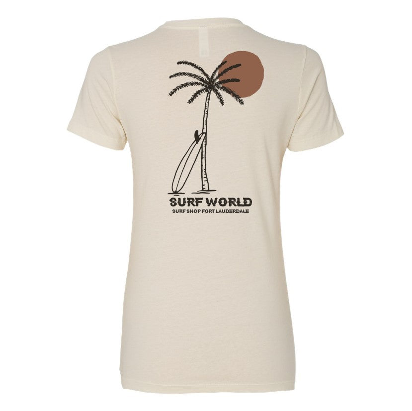 Surf World Palm Lean Logo Tee - Off White Womens T Shirt