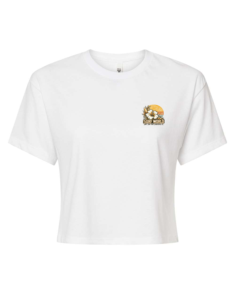Surf World Flower Field Crop Tee - White Womens T Shirt