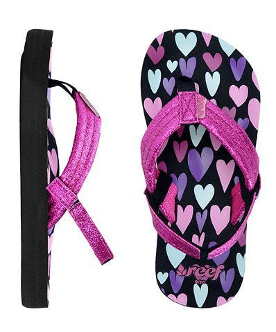 Reef Kids Little Ahi Stars Black Hearts Sandals youth footwear 7-8