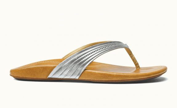 Olukai Womens Wana Silver Leather Sandal Womens Footwear 6