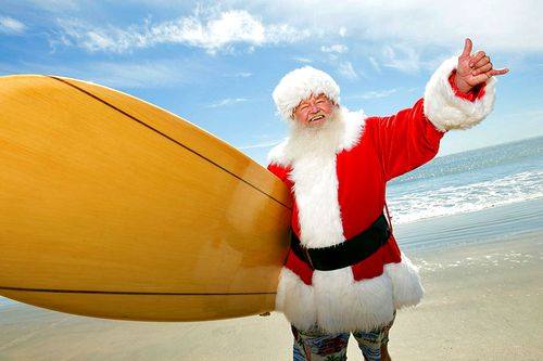 Surf World Christmas Surfing Santa Window Paint