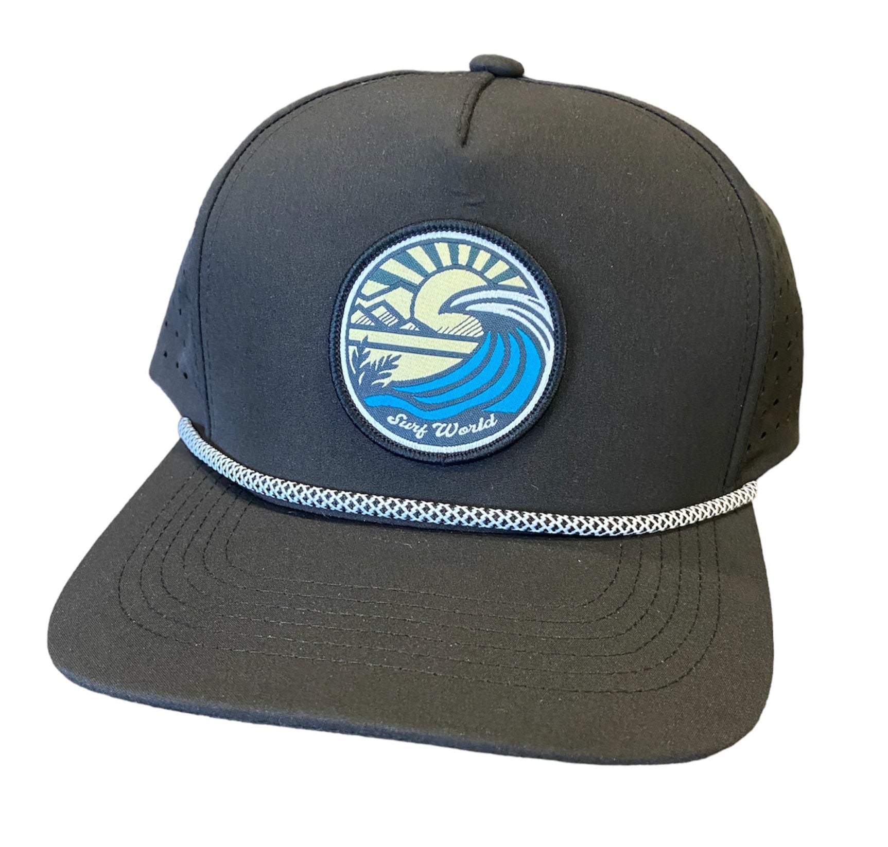 Surf World Sunny Waves Snapback Hat Mens Hat Black Nylon