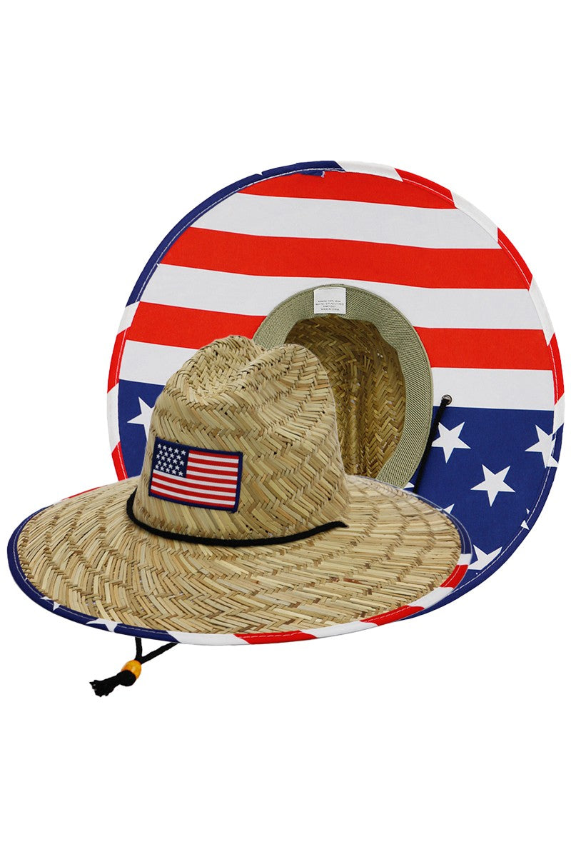 Surf World American Lifeguard Hat - Natural Flag Lifeguard Hat Red White Blue