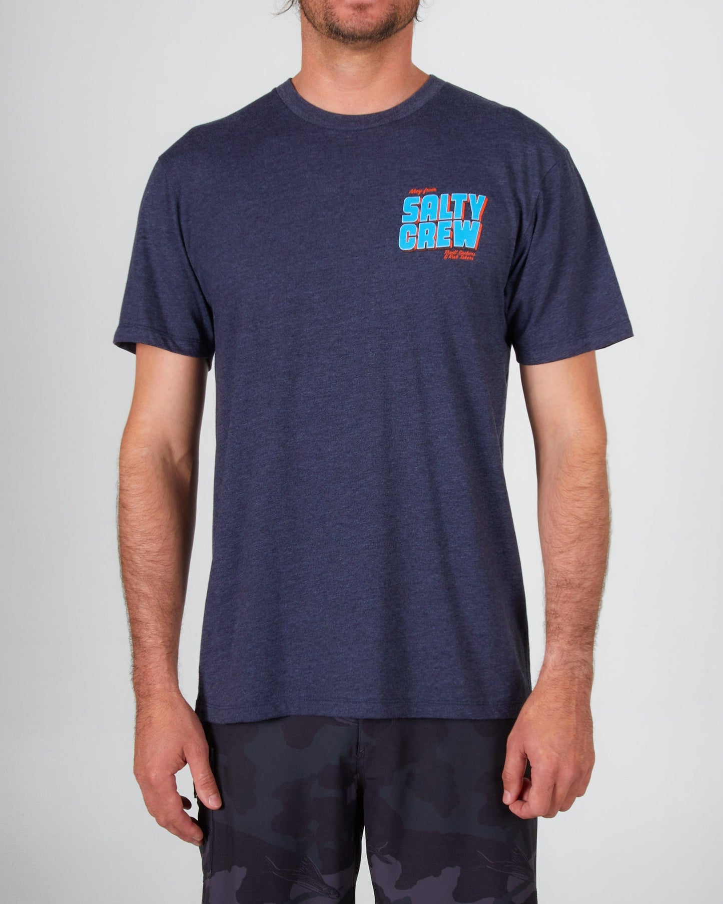 Salty Crew Greetings Premium Tee Shirt - Navy Heather Mens T Shirt