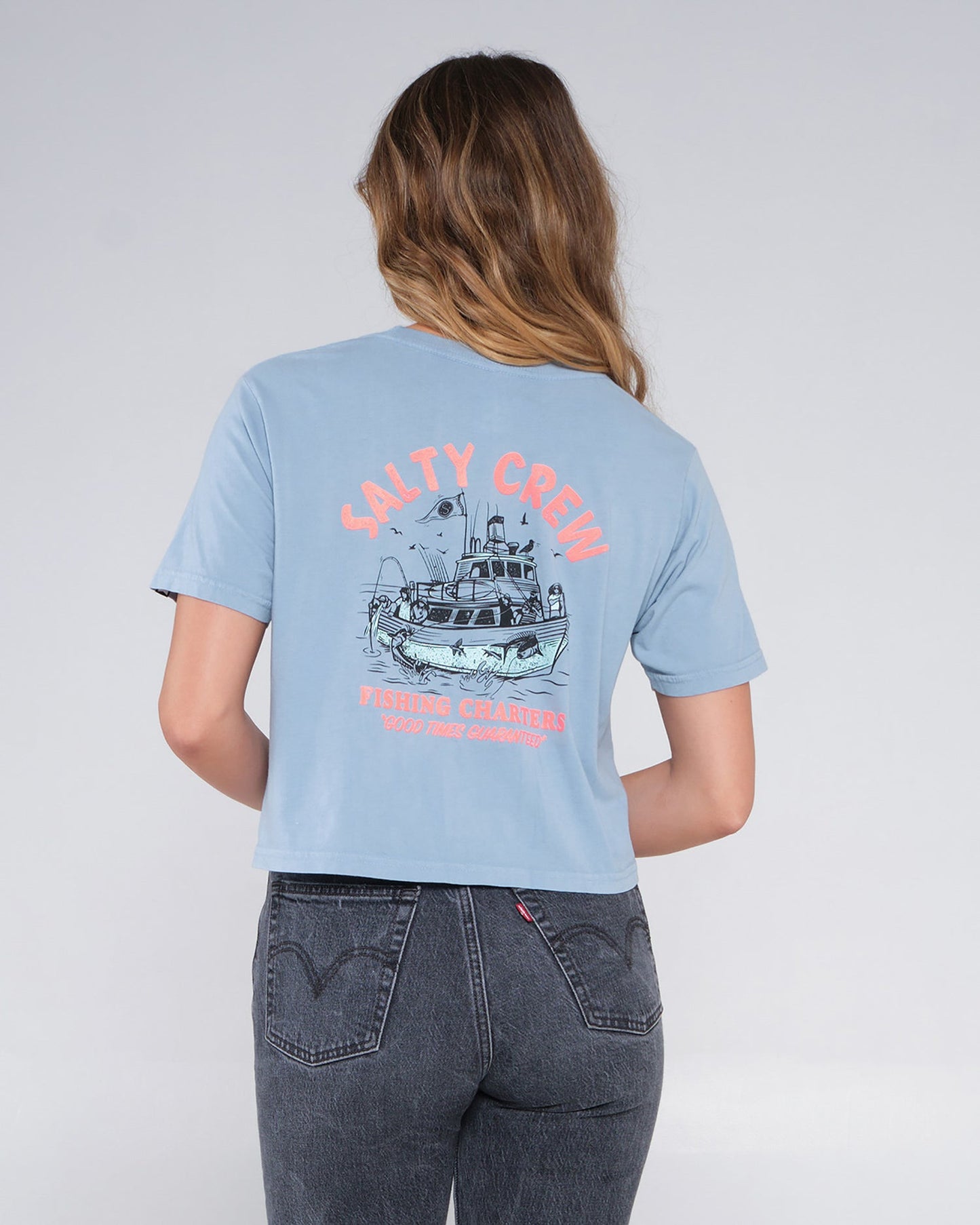 Salty Crew Charter Women's Crop Tee- Tidal Blue Womens Top