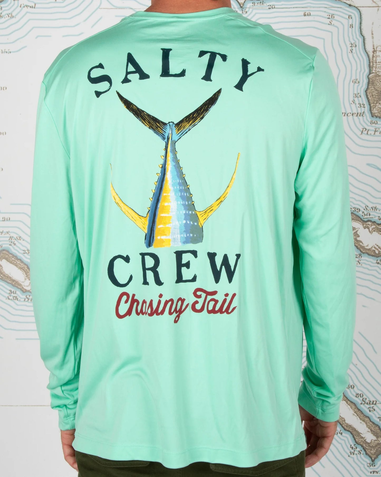 Salty Crew Tailed Hooded Tech UPF 50+ Tee LS - Seafoam Rashguard Sun Protection