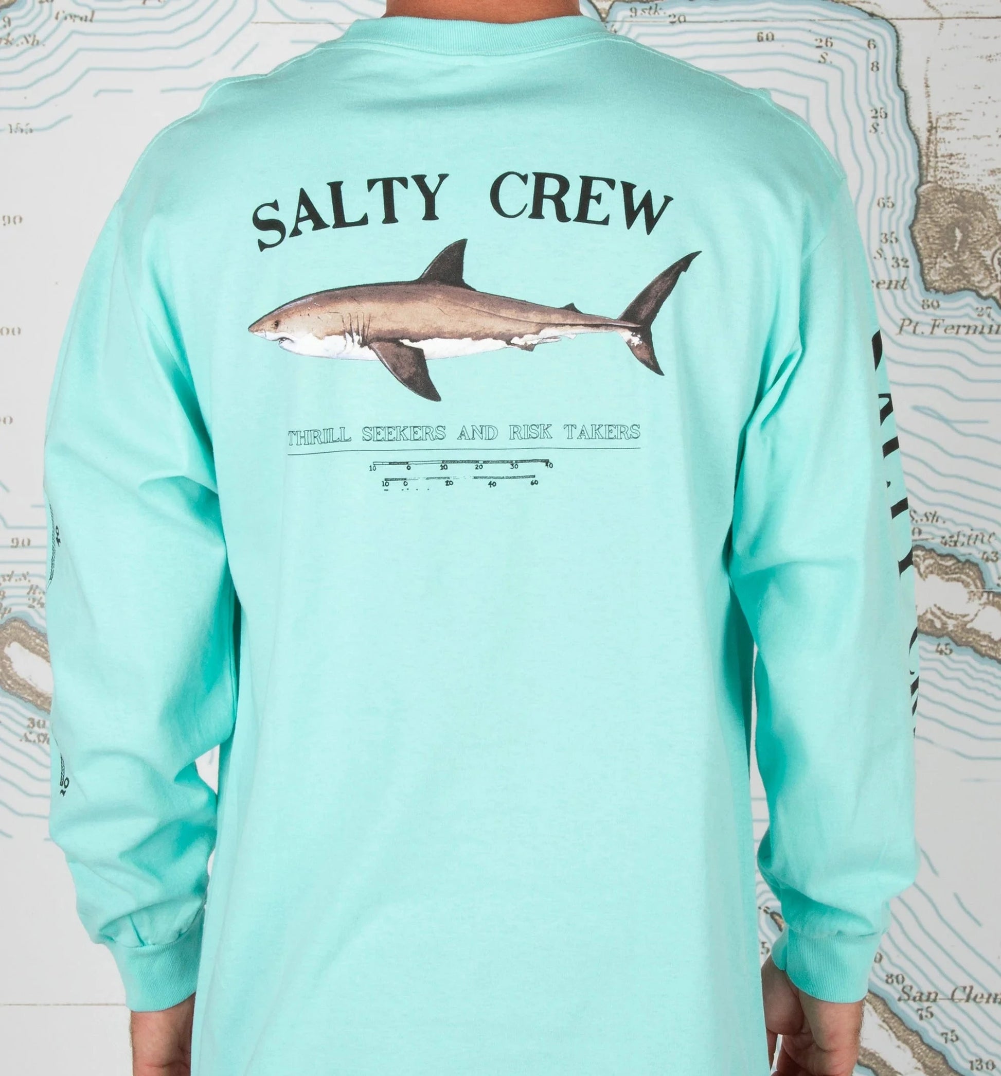 Salty Crew Bruce Shark Boys Rash Guard UPF 50+ - Seafoam boys rashguard