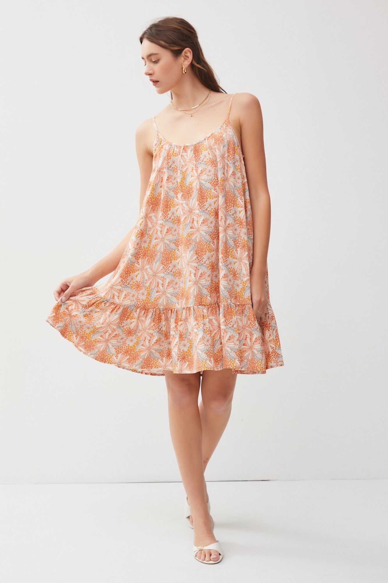 SURF WORLD - FLORAL PRINT ADJUSTABLE STRAP TIERED MINI DRESS - Maple Dress