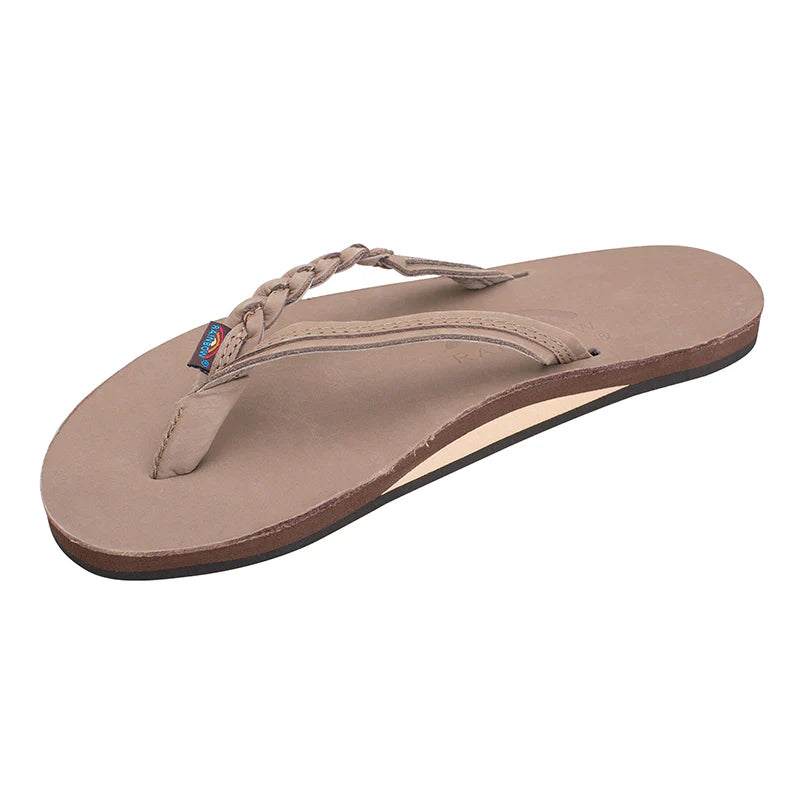 Rainbow Sandals Women's Flirty Braidy Dark Brown Single Layer Leather Womens Footwear