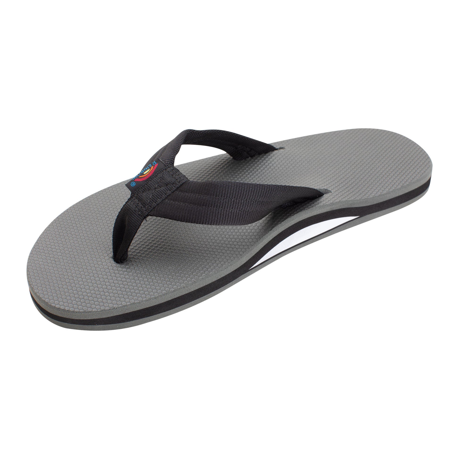 Rainbow Classic Rubber Single Layer Men's Sandals - Black Grey Mens Footwear