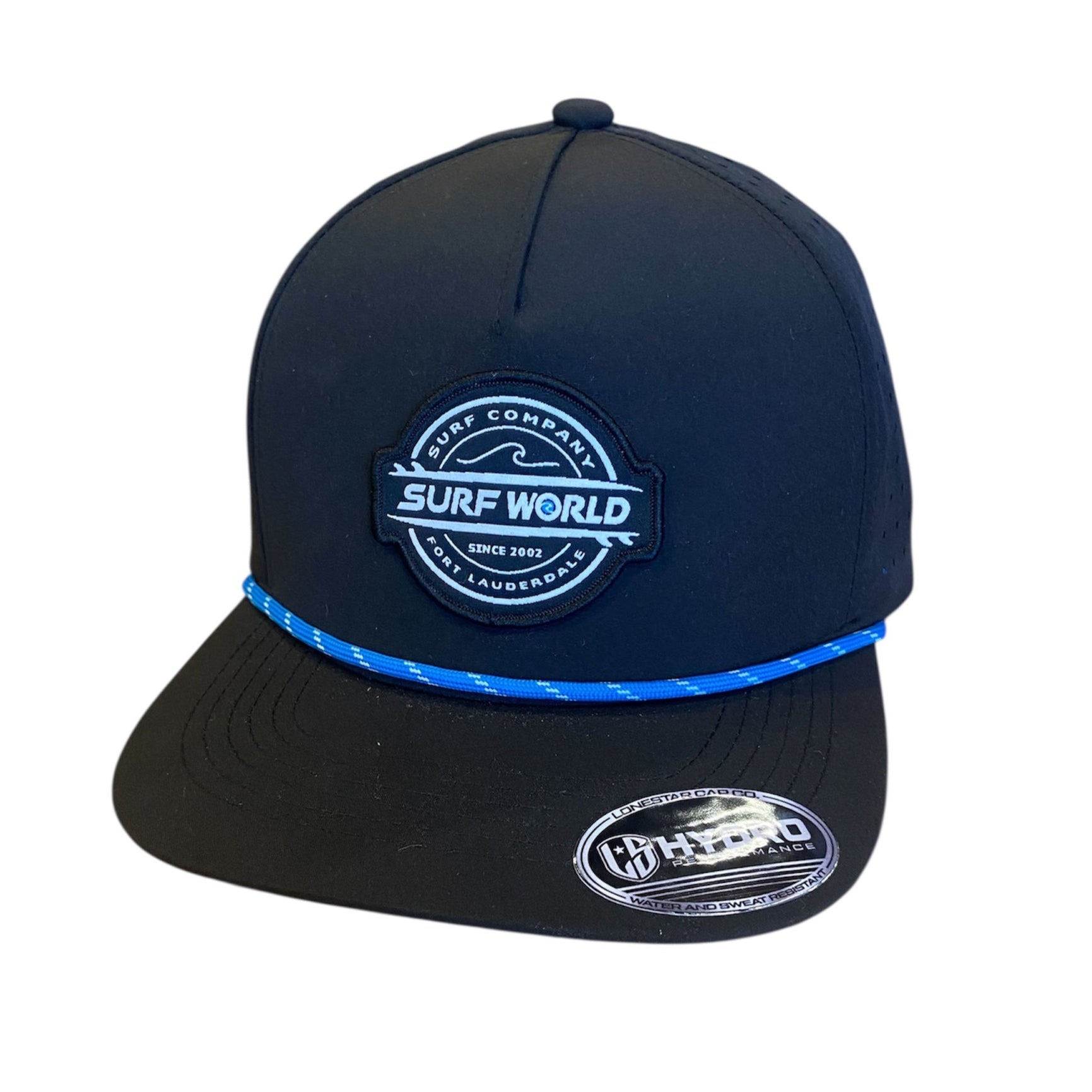 Surf World Performance Hydro Snap Back Rope Hat - Black / Grey / White / Navy Hats Black Blue Rope Double Boards