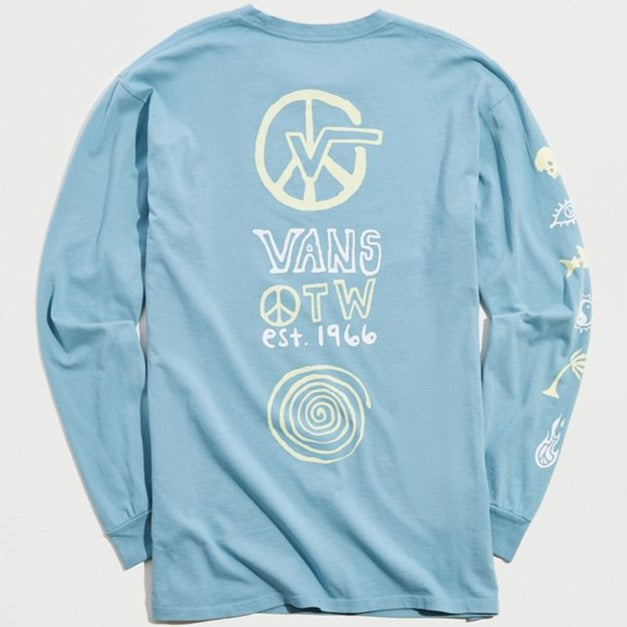 Vans Jank Ditsy Longsleeve Tee Shirt - Dusty Blue Mens Longsleeve Tee