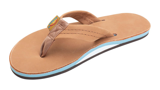 Rainbow Men's Classic Leather Single Layer Tan blue stripe Sandals 301ALTS0TTTNM Mens Footwear