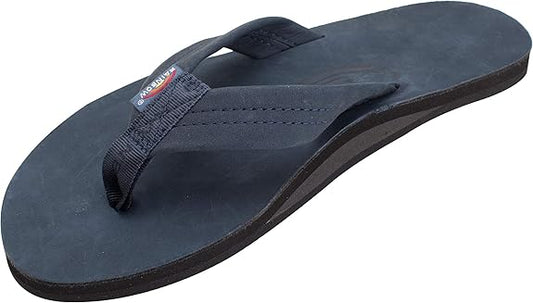 Rainbow Men's Black Leather Sandals Premier Single Layer - Black Mens Footwear