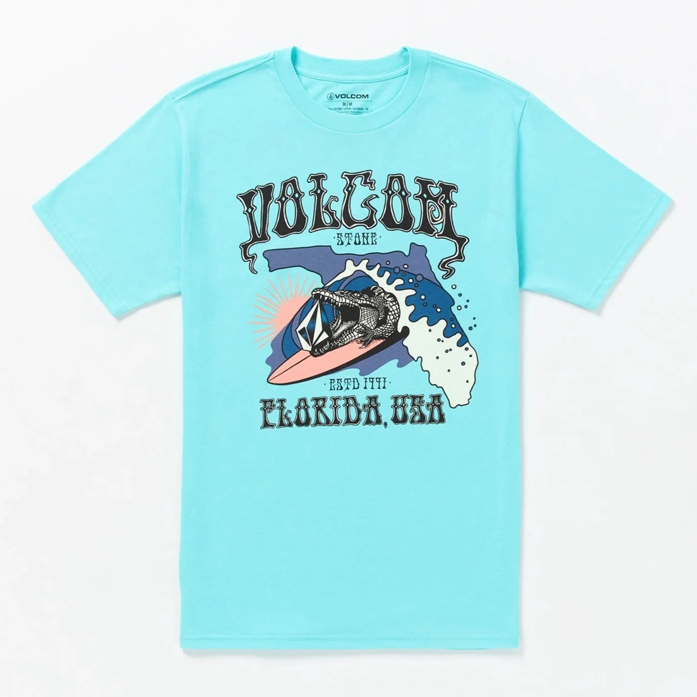 Volcom Gator Tubes Florida SS Tee Shirt - Crete Blue Mens T Shirt