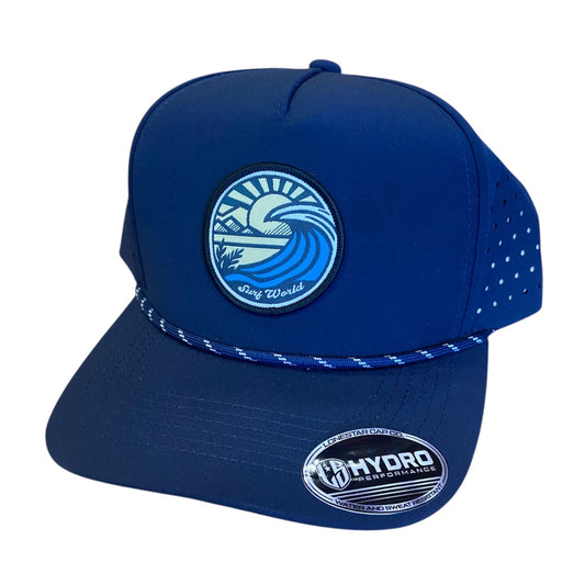 Surf World Performance Hydro Snap Back Rope Hat - Black / Grey / White / Navy Hats Navy Circle Wave