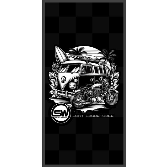 Surf World Microfiber Beach Towel VW Bus Black Towel