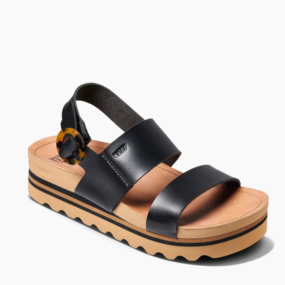 Reef Vista Hi Buckle Sandals - Black Tan Womens Footwear