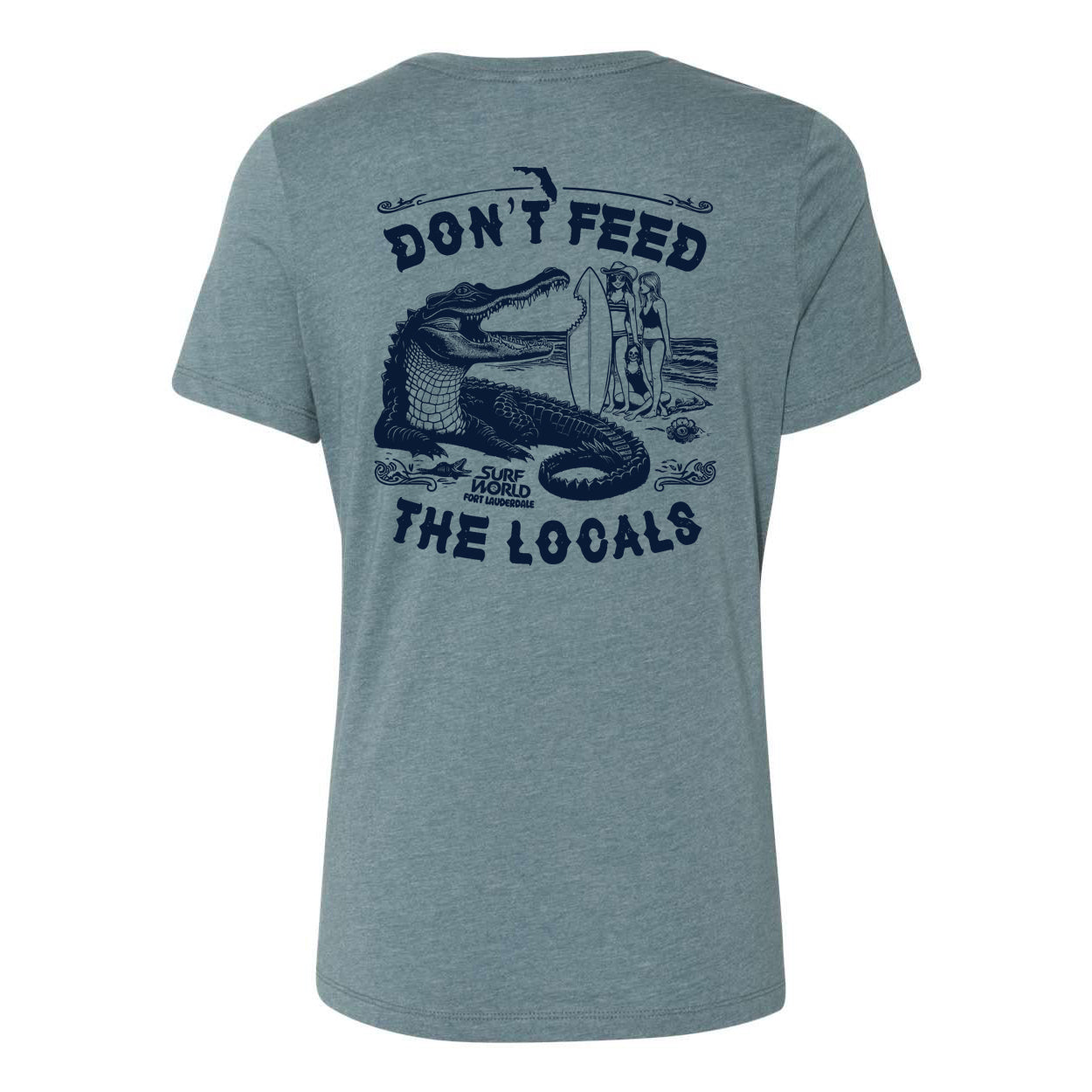 Surf World Don't Feed The Locals Women's Tee - Heather Slate Womens T Shirt