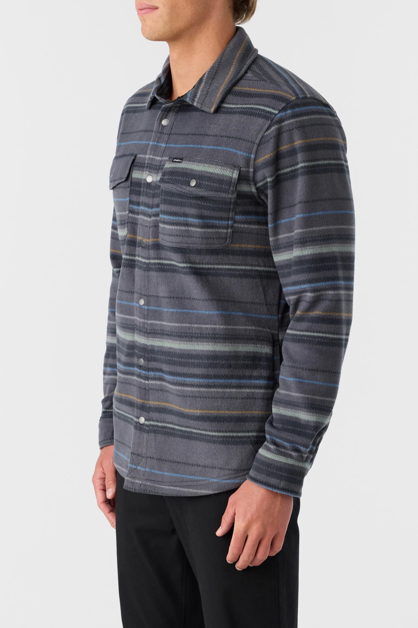 Oneill Glacier Superfleece Plaid Shirt Jacket - Graphite Mens Shirt