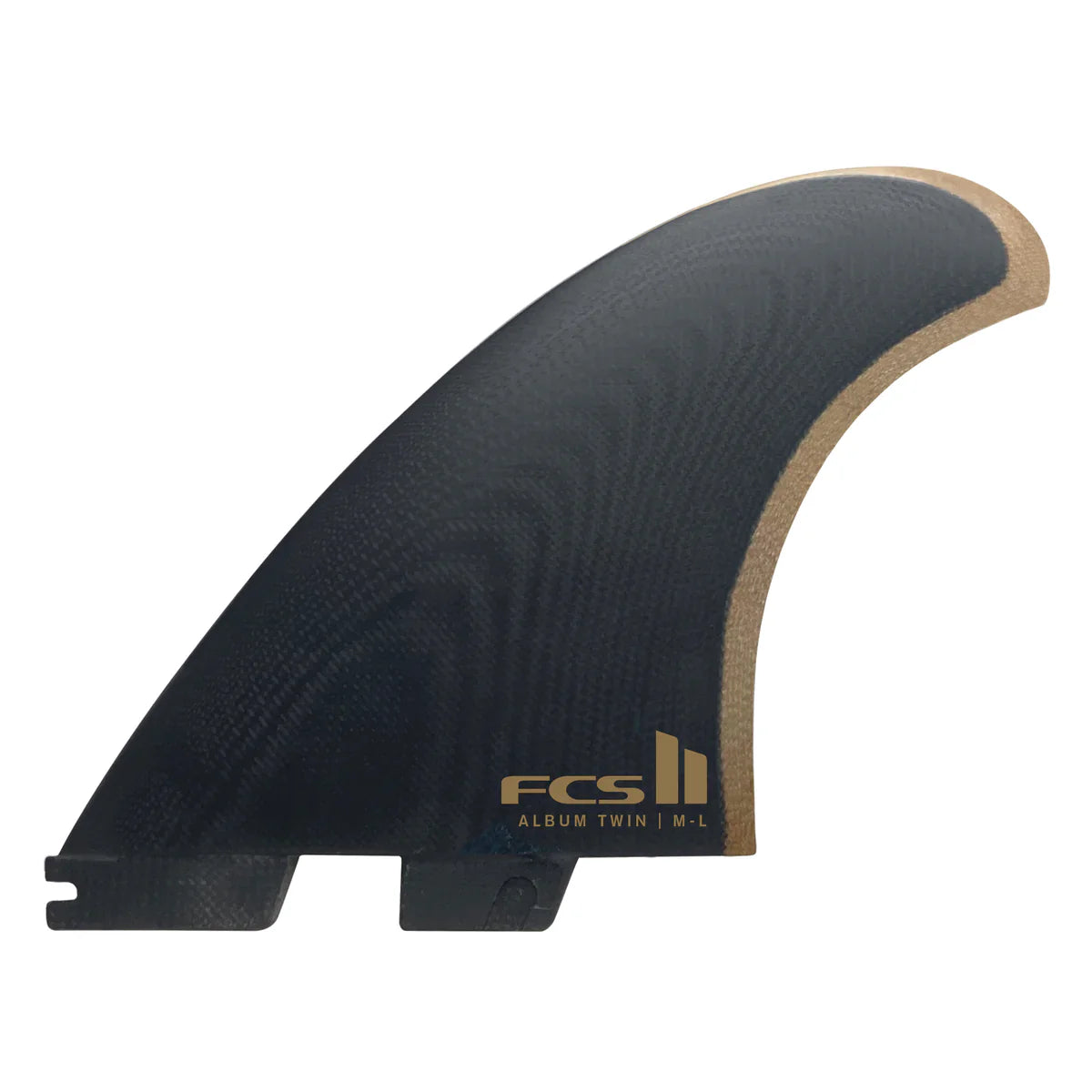 FCS II Album Twin Fins with mini Trailer- Black Gold Fins