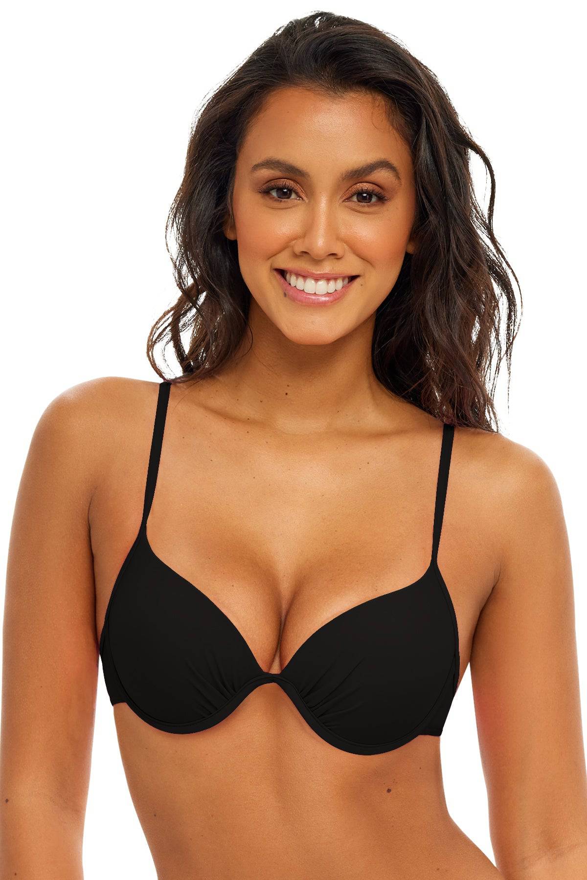 H2OH Maui Molded Underwire Top - Black womens swimwear