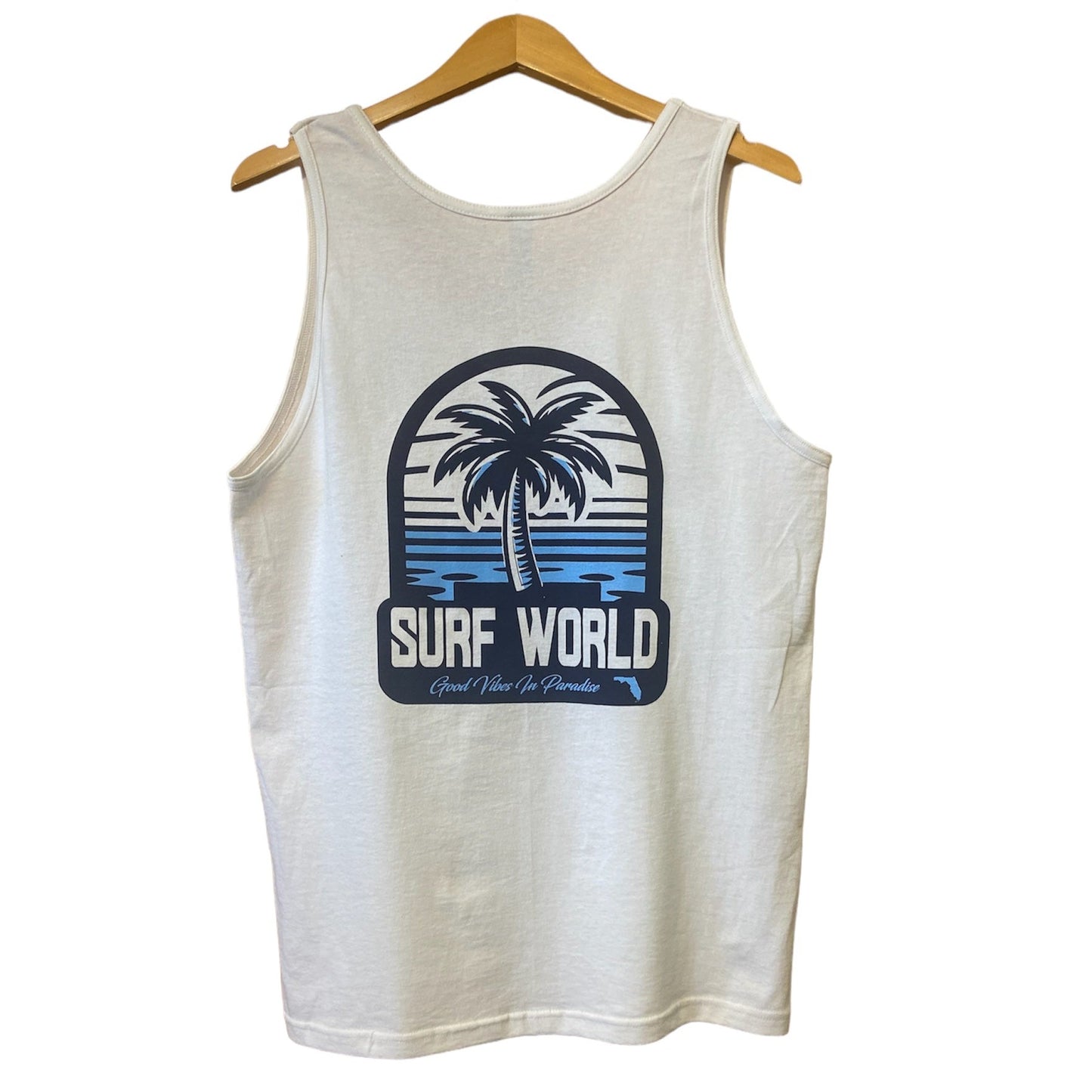 Surf World Palm Tree Vibes Tank Top - White Mens Tank Top