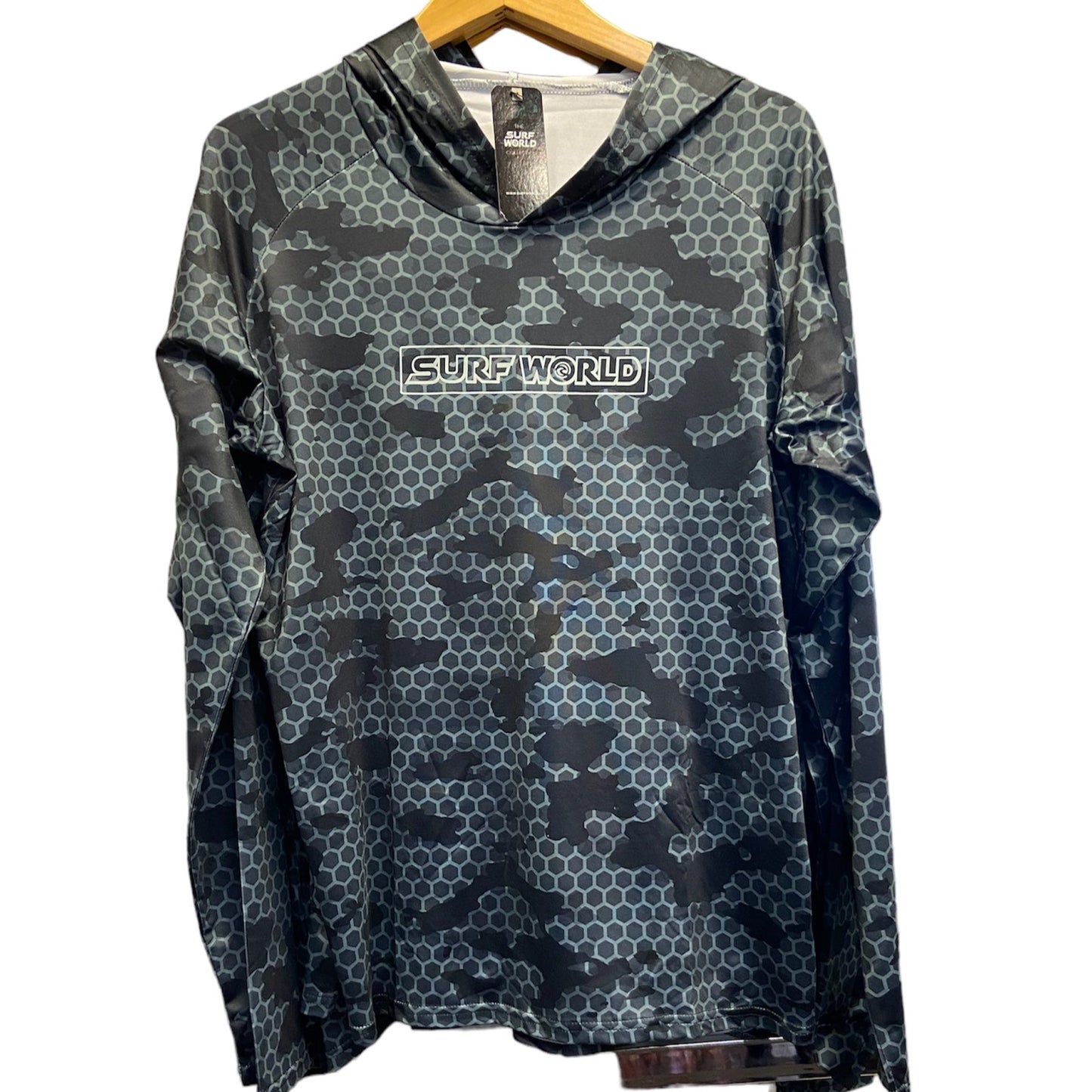 Surf World Hooded Sun Shirt - UPF 50 - URBAN CAMO Rashguard Sun Protection