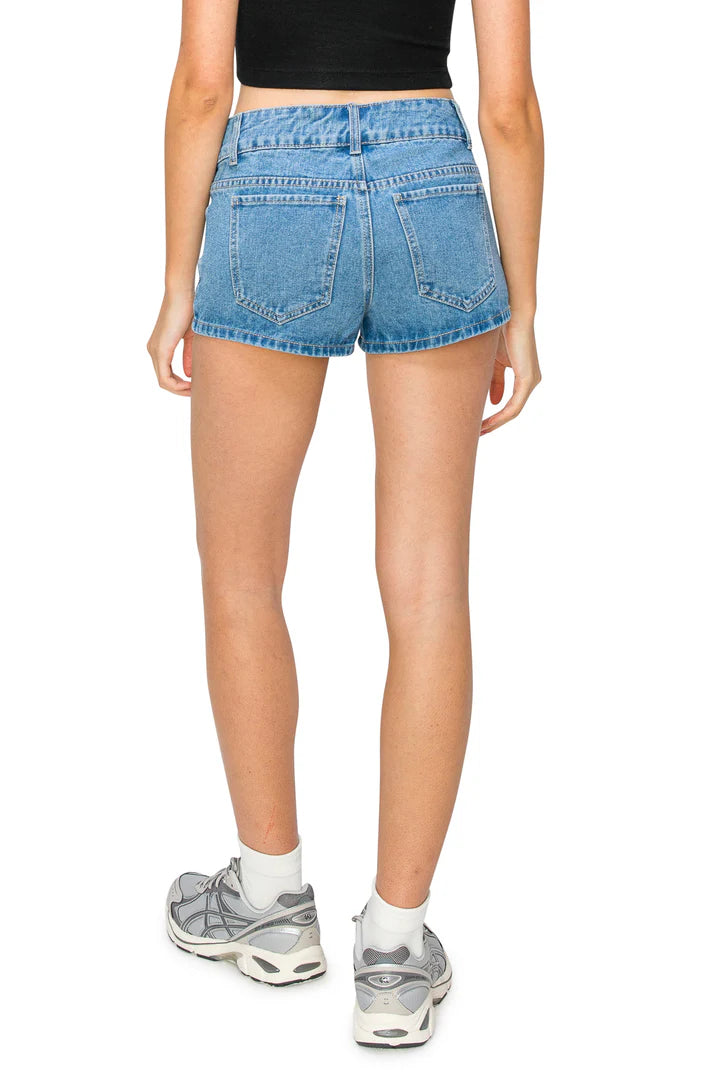 Cali Low Rise Micro Denim Shorts - Medium Wash Womens Short