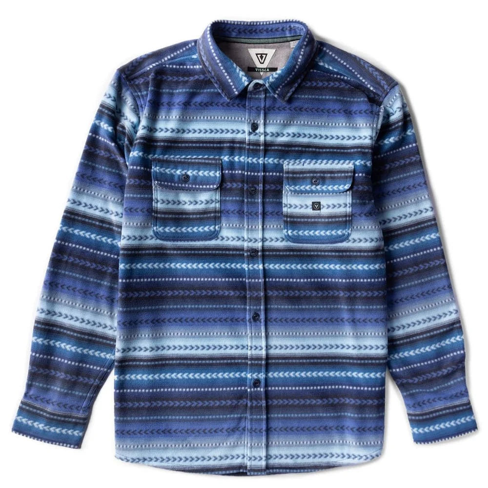 Vissla Eco-Zy LS Polar Flannel - Ocean Blue Mens Sweater