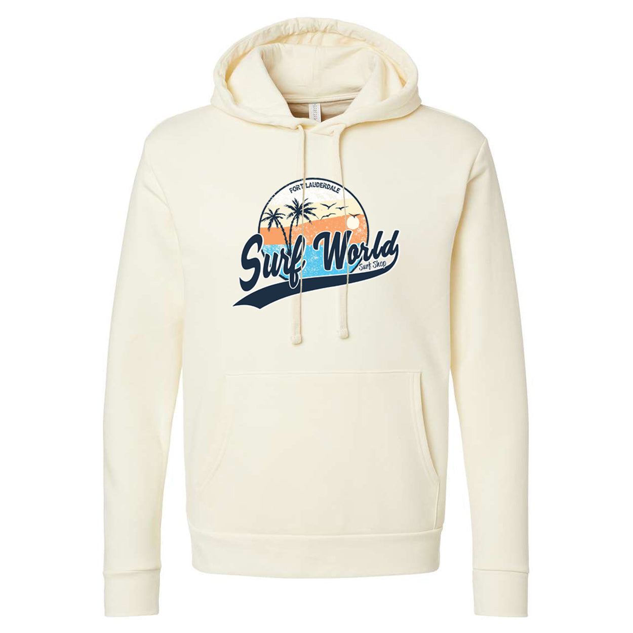 Surf World Tri Palm Super Soft Hoodie - Cream mens fleece