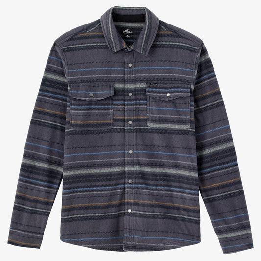 Oneill Glacier Superfleece Plaid Shirt Jacket - Graphite