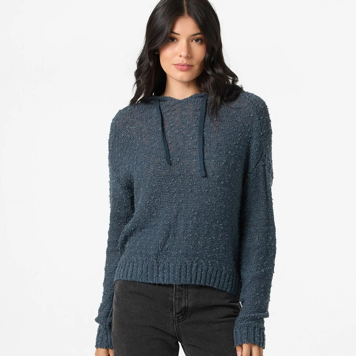 Oneill Jayne Solid Hooded Sweater - Slate Blue womens sweater