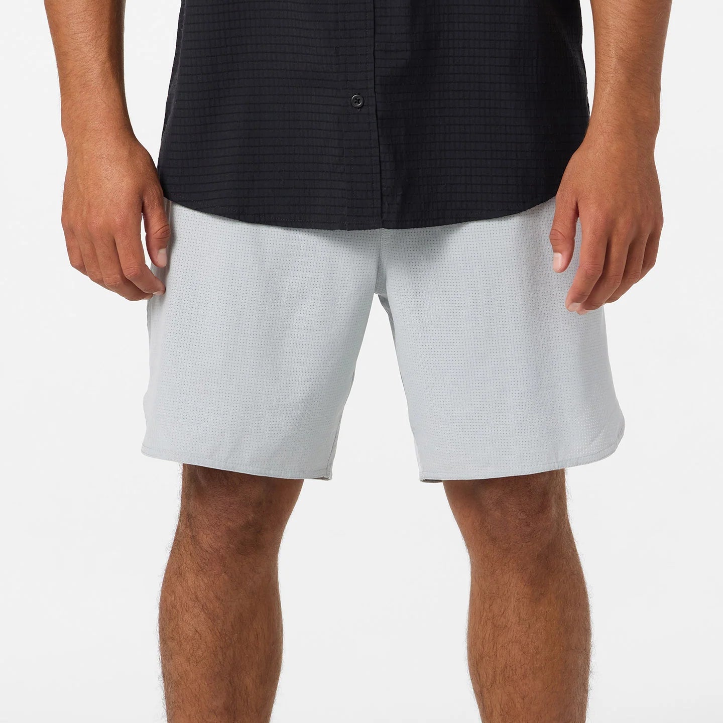 Oneill TRVLR Lined Elastic Waist Perf 17" Shorts - Light Grey Mens Shorts