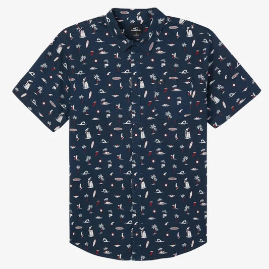 Oneill Quiver Stretch Button Down Shirt - Navy Mens Shirt