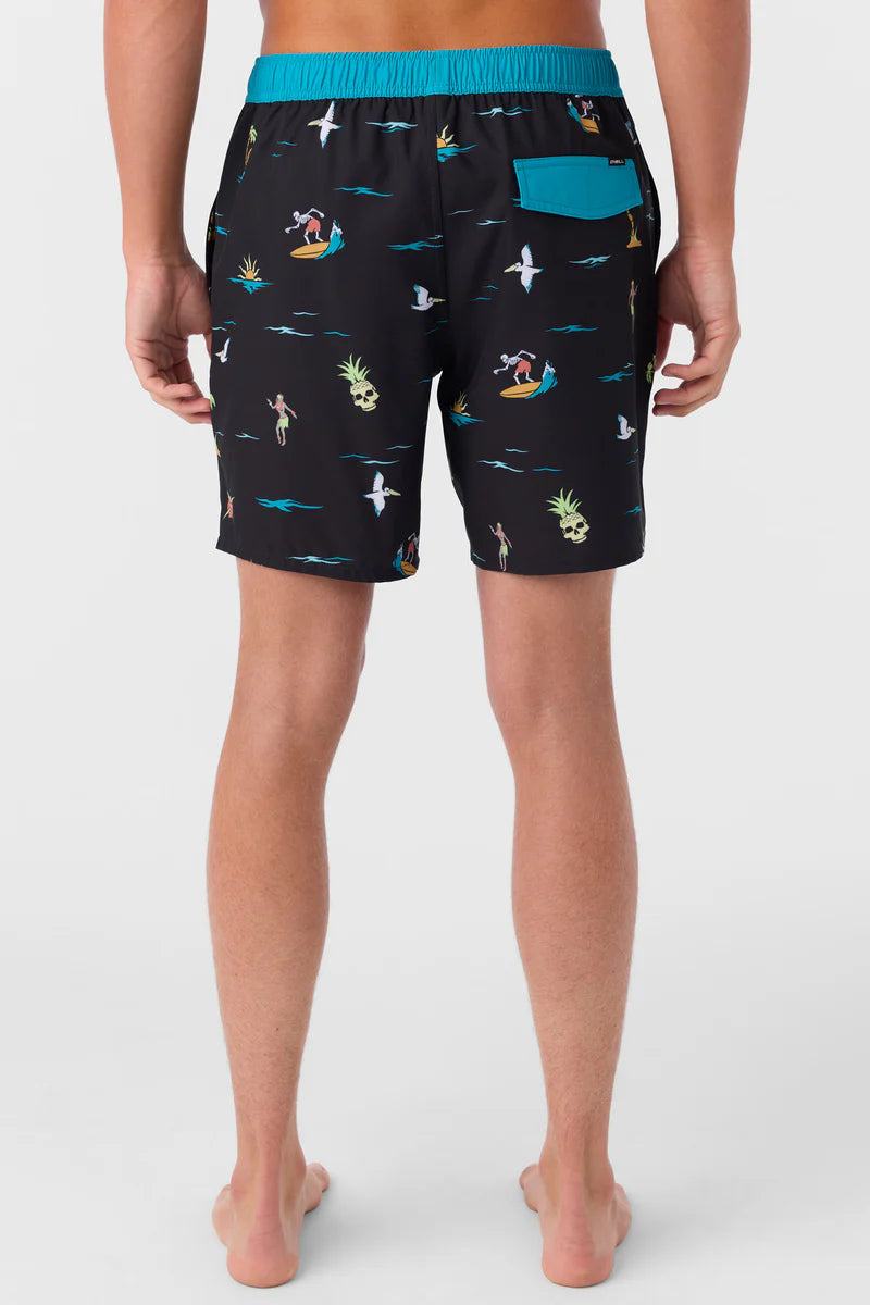 O'Neill Hermosa E Waist Print Volley Shorts 17" - BLK4 Mens Boardshorts