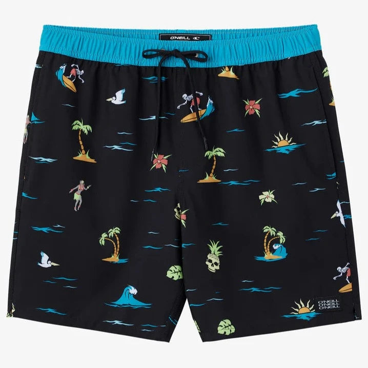 O'Neill Hermosa E Waist Print Volley Shorts 17" - BLK4 Mens Boardshorts