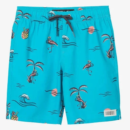 O'Neill Boys Hermosa Elastic 16" Boardshorts - Peacock Blue Boys Boardshorts