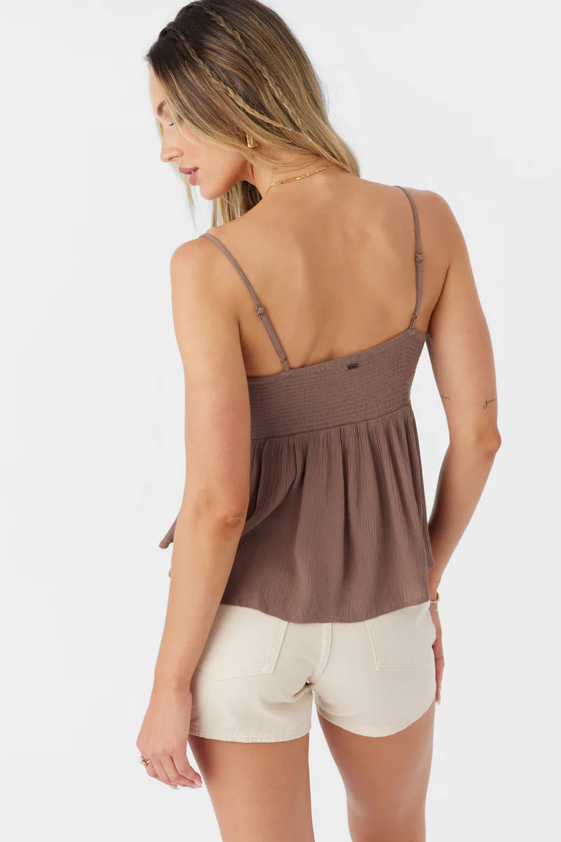 Oneill Tobi Twist Tank Top - Deep Taupe Womens Top