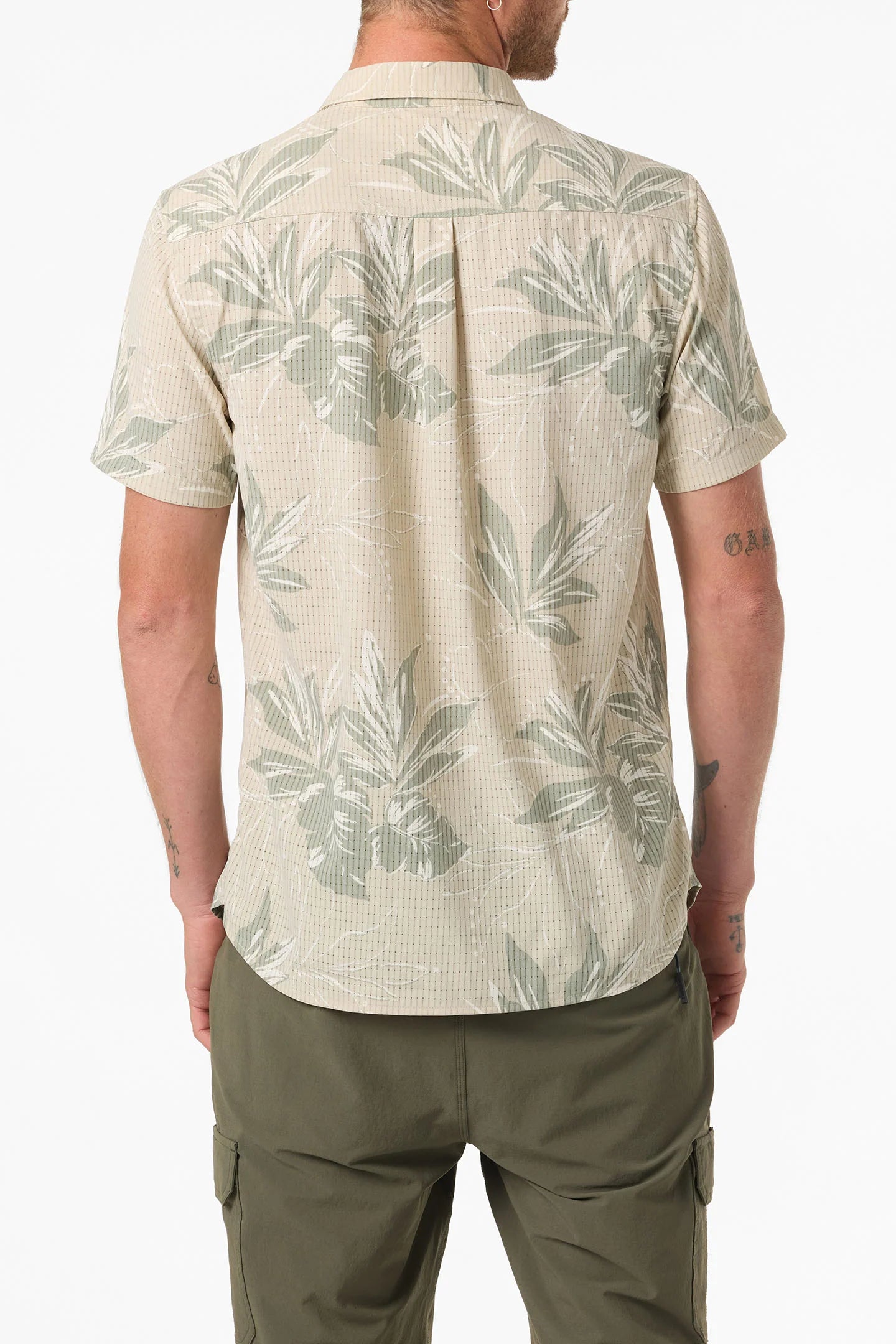 Oneill TRVLR Perforated Printed Standard Fit Shirt Lt. Khaki Mens Woven Shirt