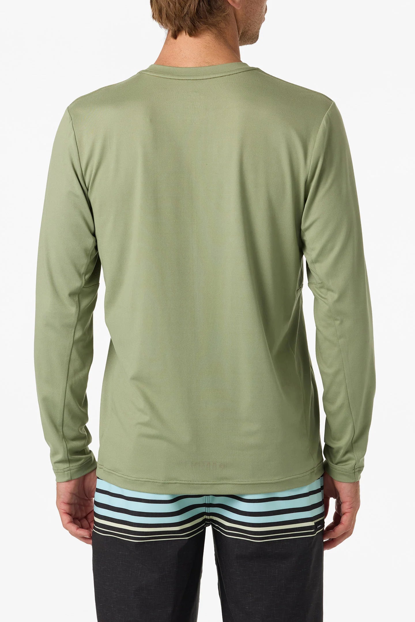 Oneill Men's Block Logo UPF LS RASH GUARD TEE - OGN Grn Rashguard Sun Protection